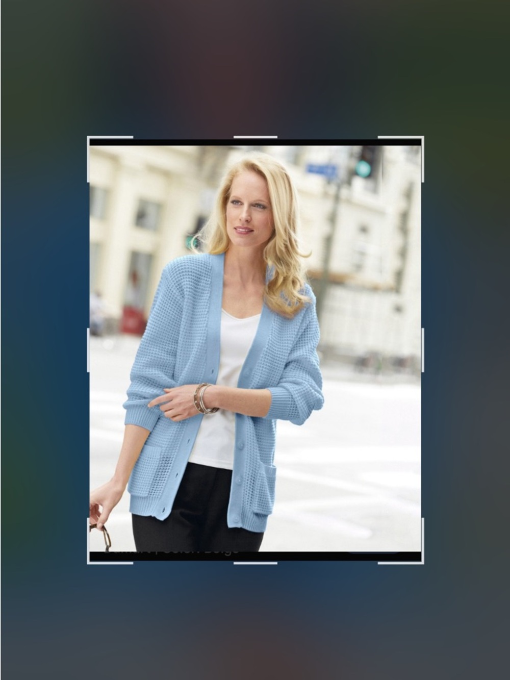 Women's Light Blue Button-Front Knit Cardigan